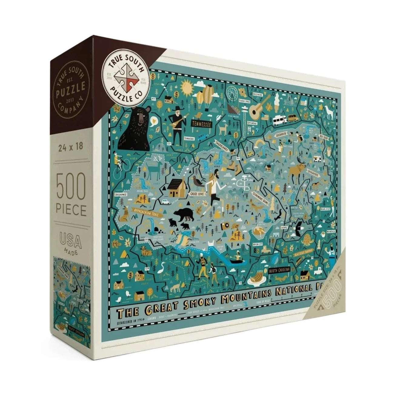 Blue Great Smoky Mountains National Park Map Puzzle