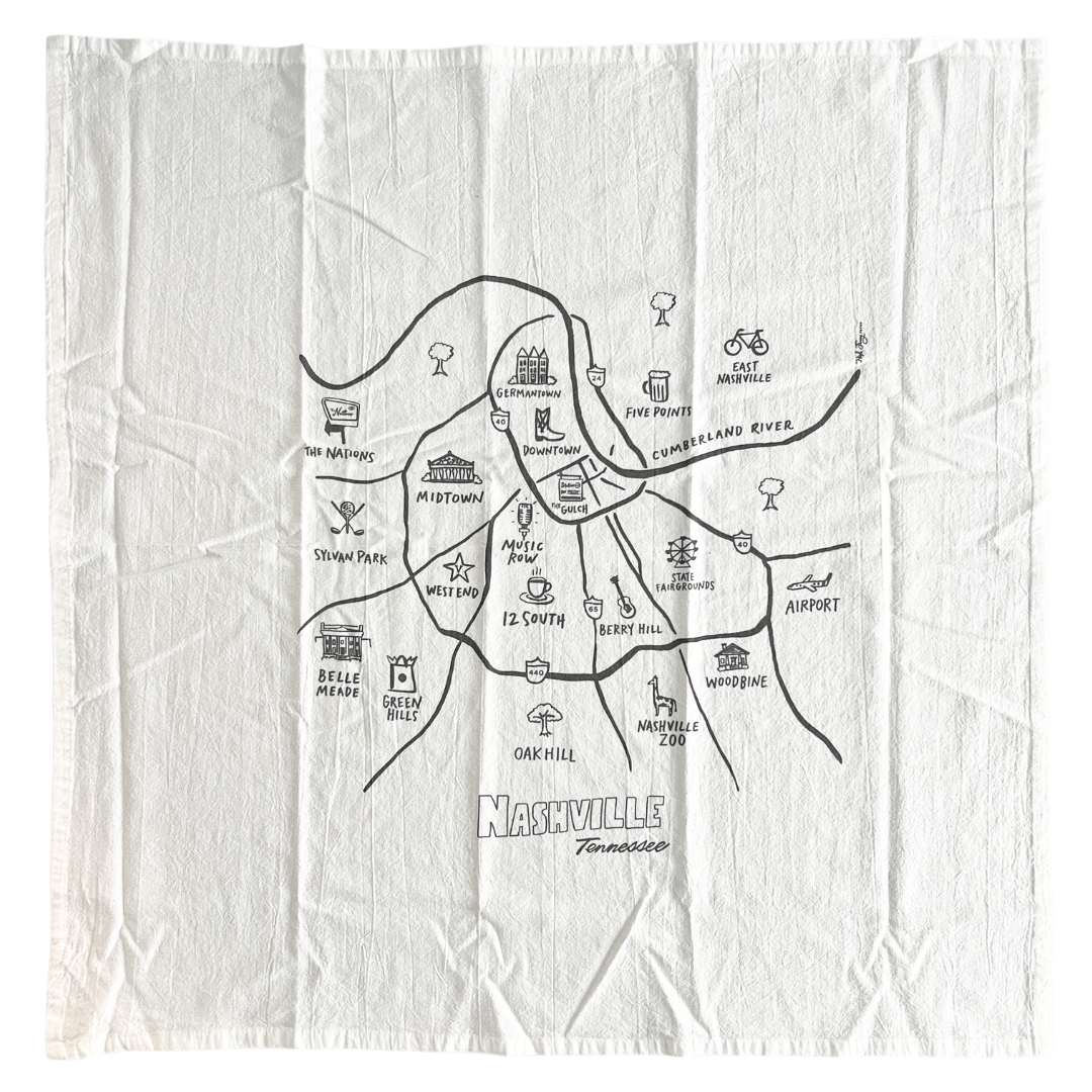 Nashville Map Print Towel