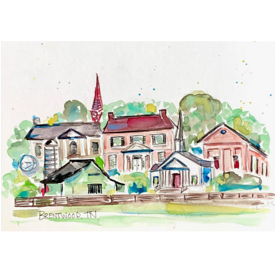 Brentwood Tennessee Watercolor Art Print