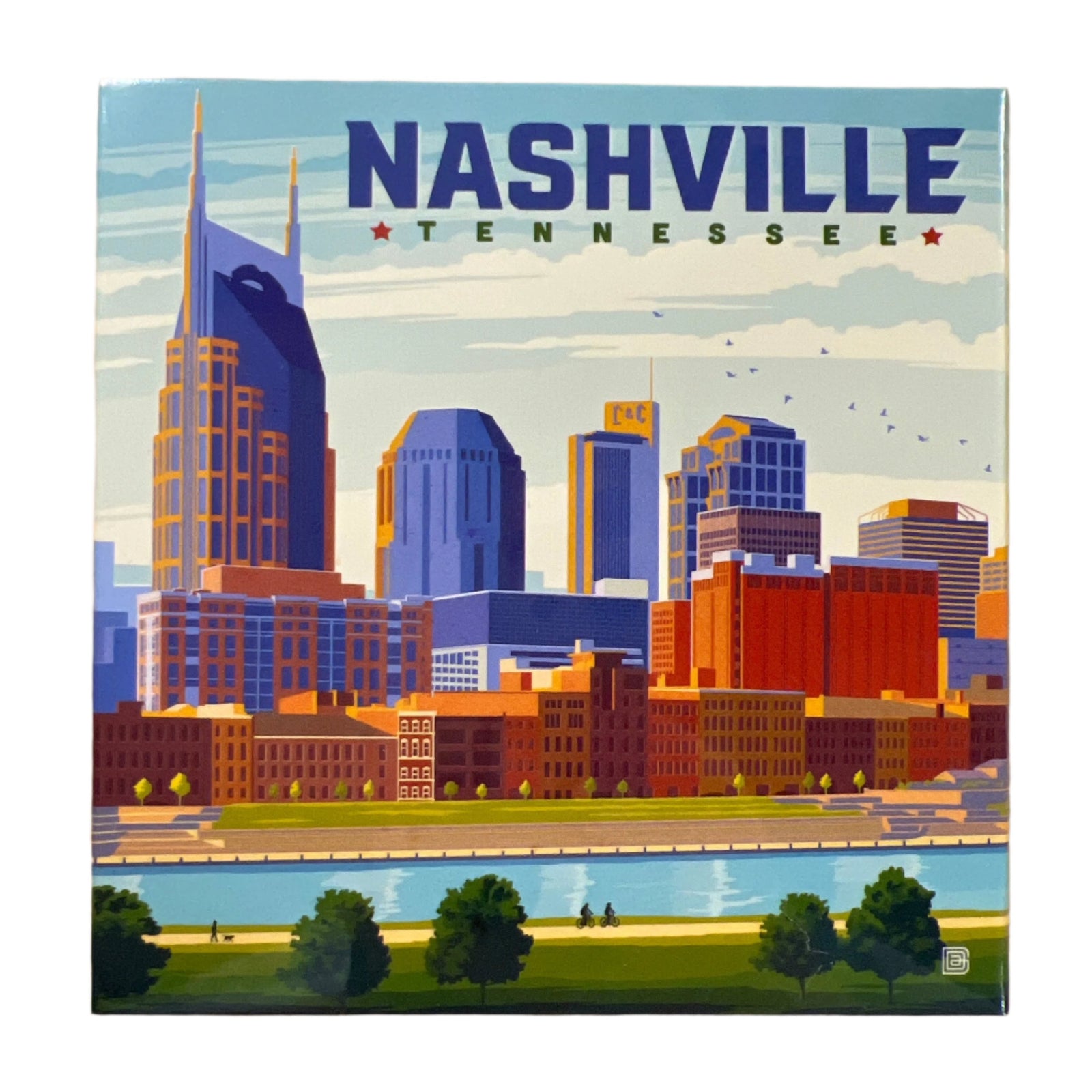 Nashville themed box of matches that will sure start a conversation. Features the skyline of Nashville.