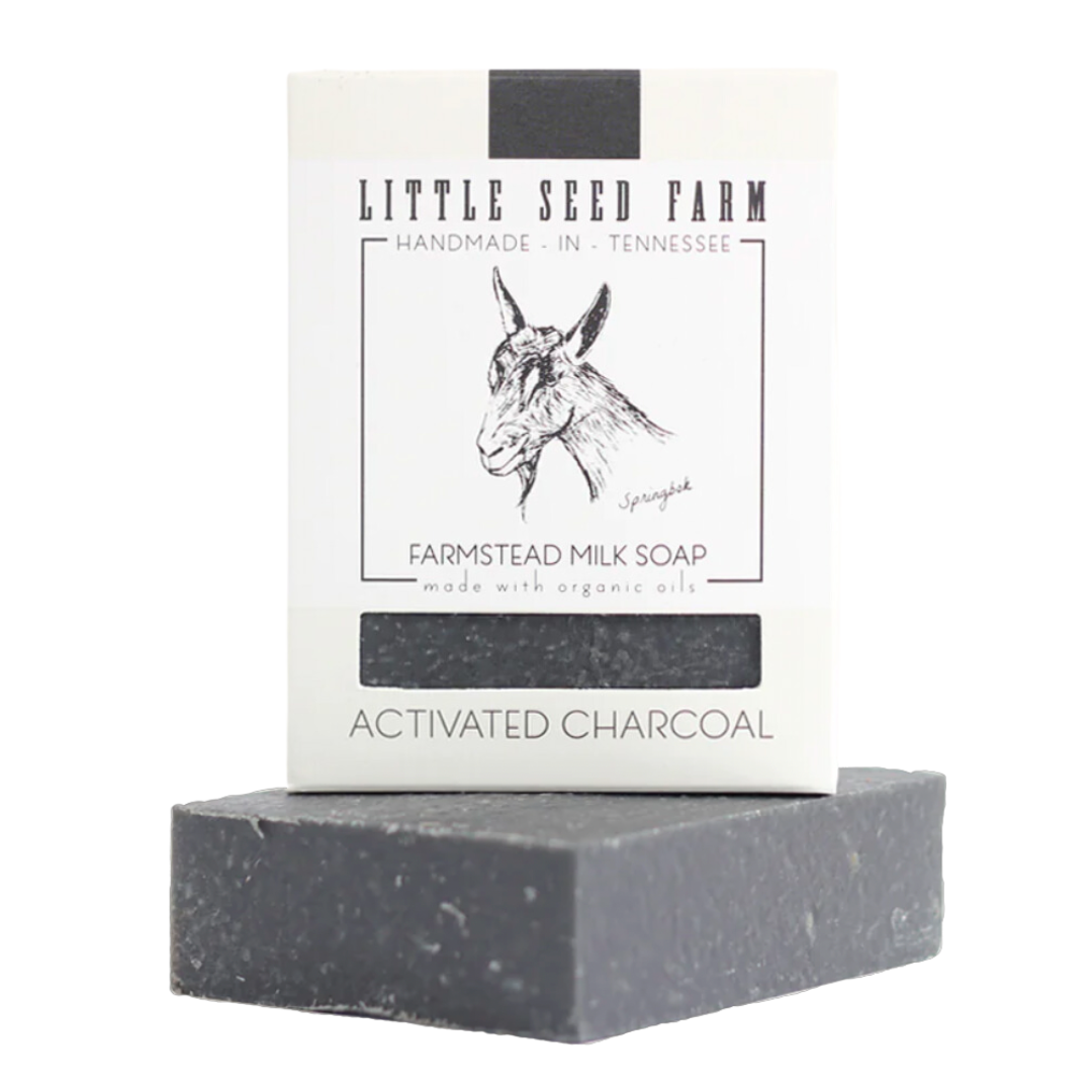 2.4 oz activated charcoal goat's milk soap bar.