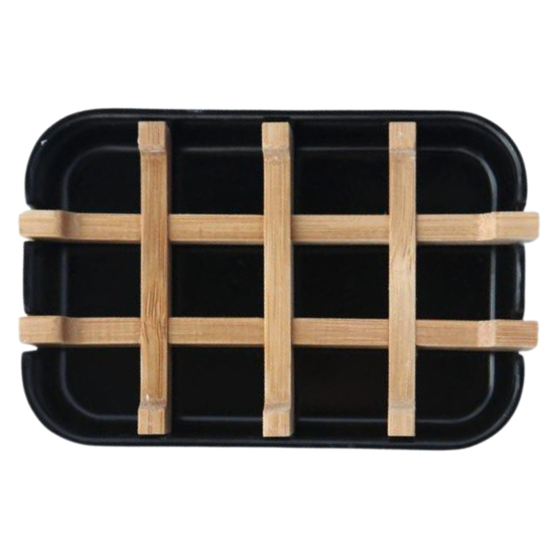 Bamboo Soap Dish in black. 