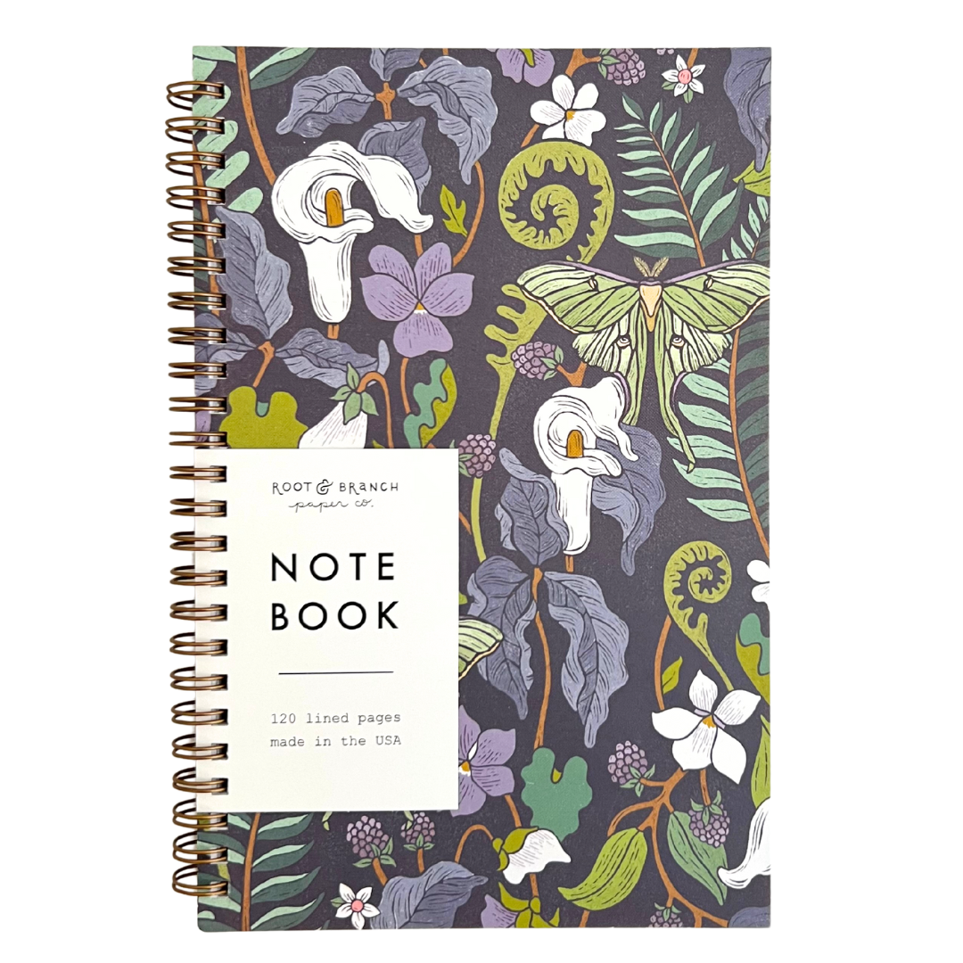 Navy and purple Blackberry Bramble Spiral Bound Notebook