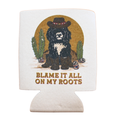 Keep your drink cold and the vibes high with this can hugger from Cluster Funk Studio! Features a doggie wearin' a cowboy hat and boots.