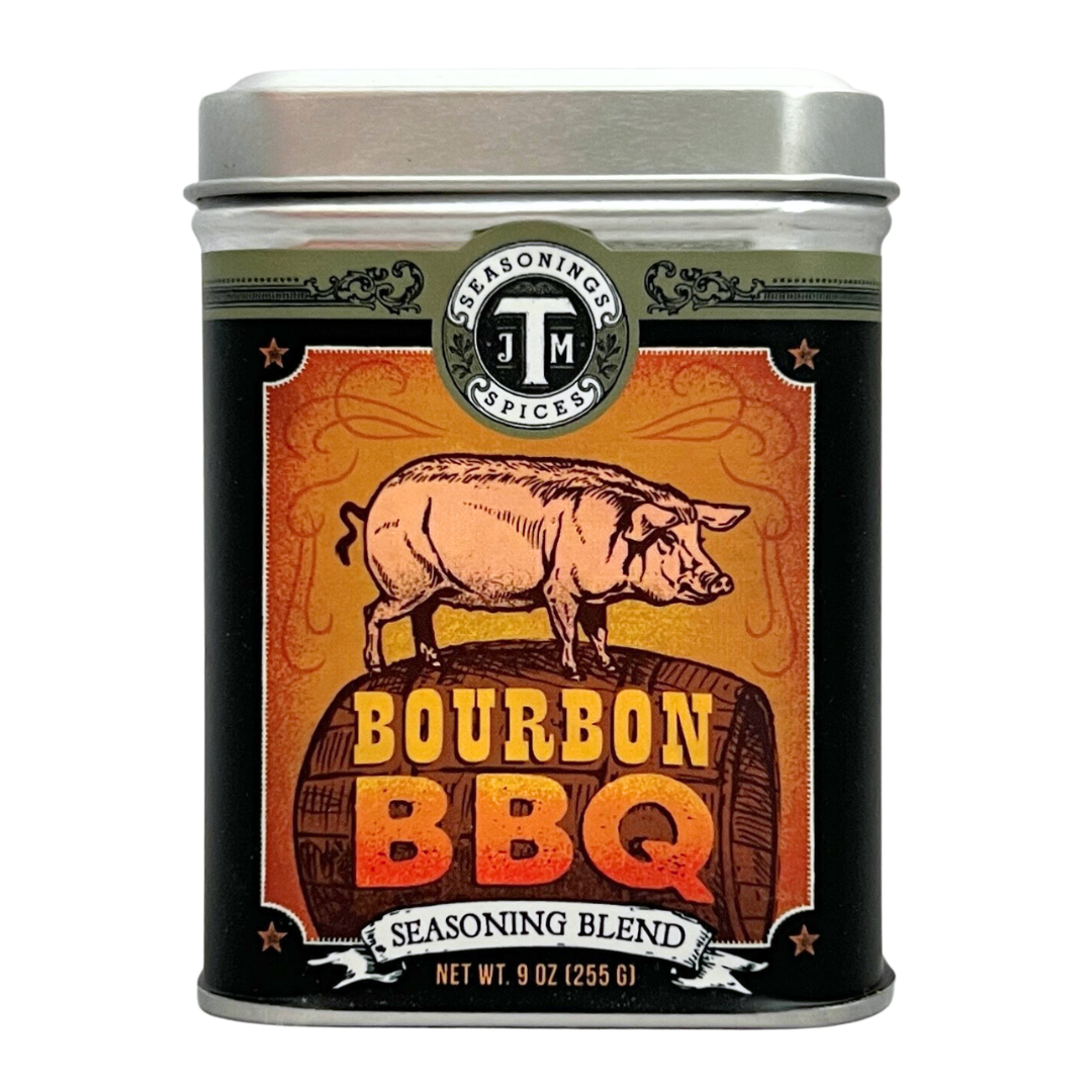 9 oz tin of bourbon flavored BBQ seasoning blend.