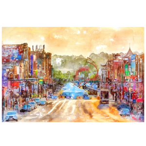 11 x 14 art print of Broadway in Nashville
