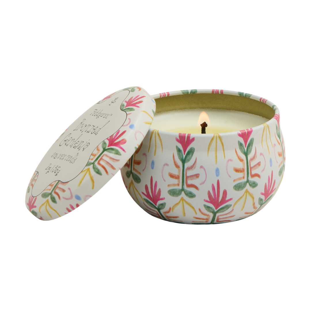 2 oz soy wax in reusable tin. 