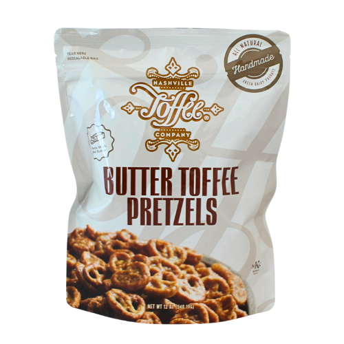 12 oz resealable bag of butter toffee covered pretzels. Kosher.