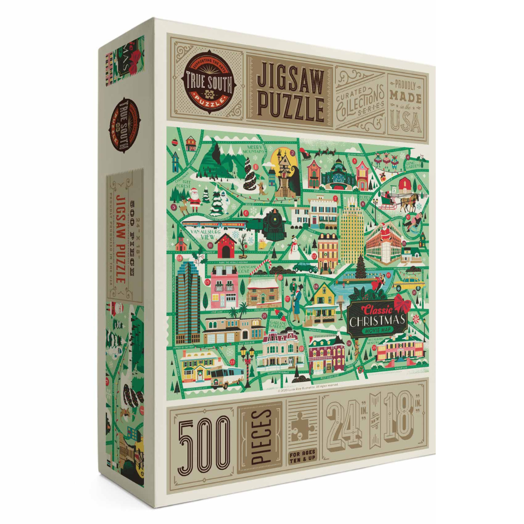 500 piece christmas themed jigsaw puzzle.