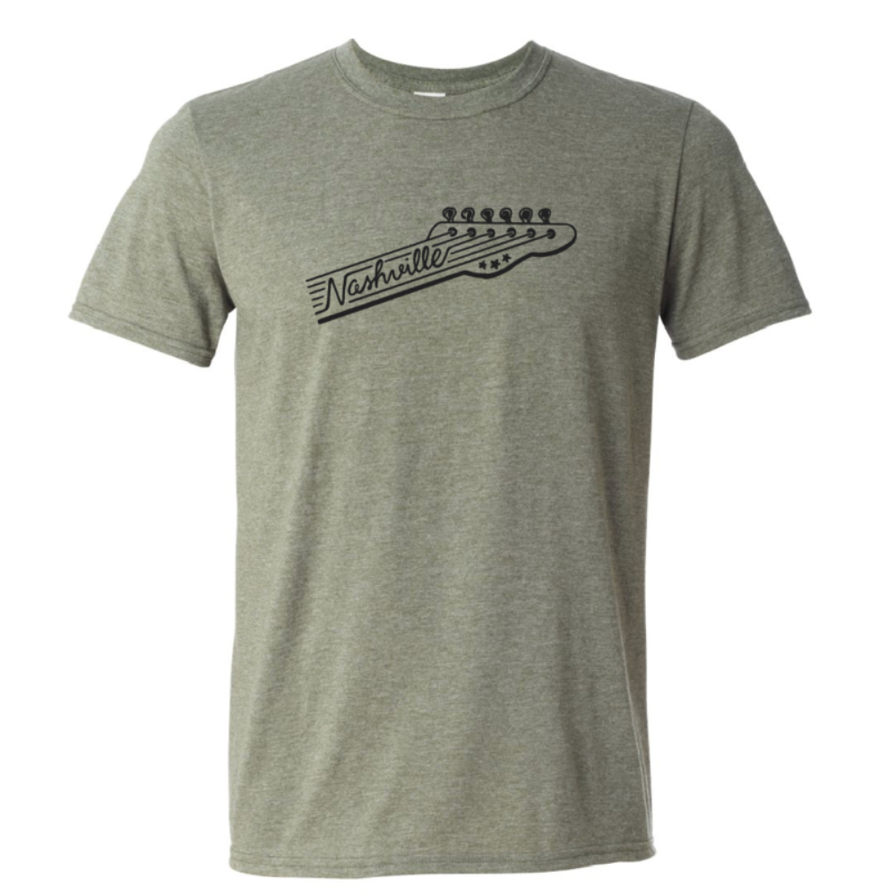 Nashville Guitar Headstock Green Shirt