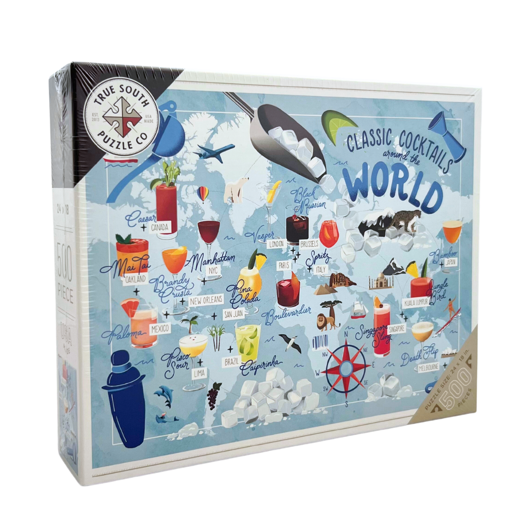 500 piece jigsaw puzzle of cocktails. 