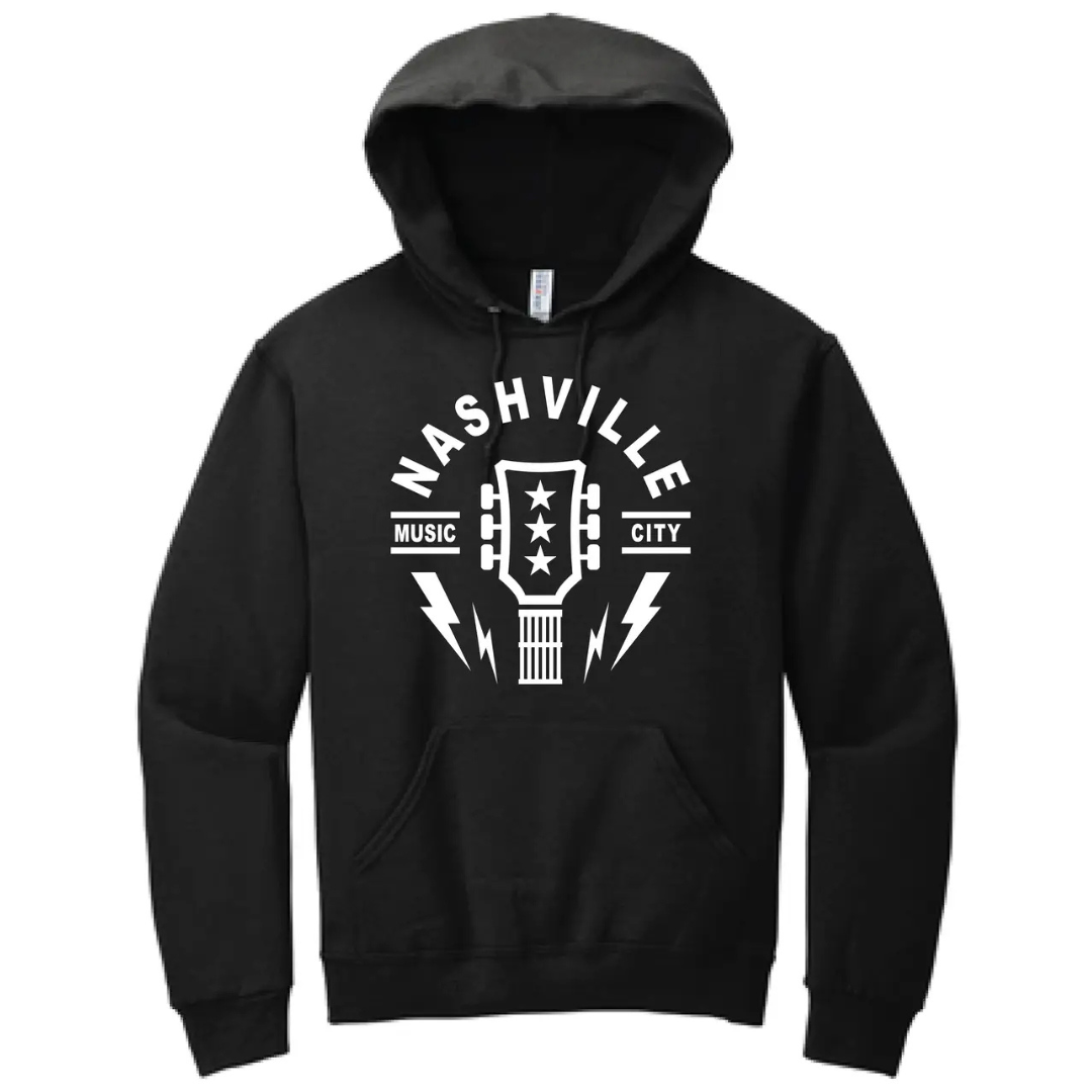Music City Guitar Black Hoodie Sweatshirt
