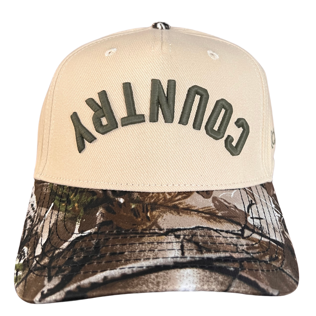 Country Upside Down Camo and Cream Hat