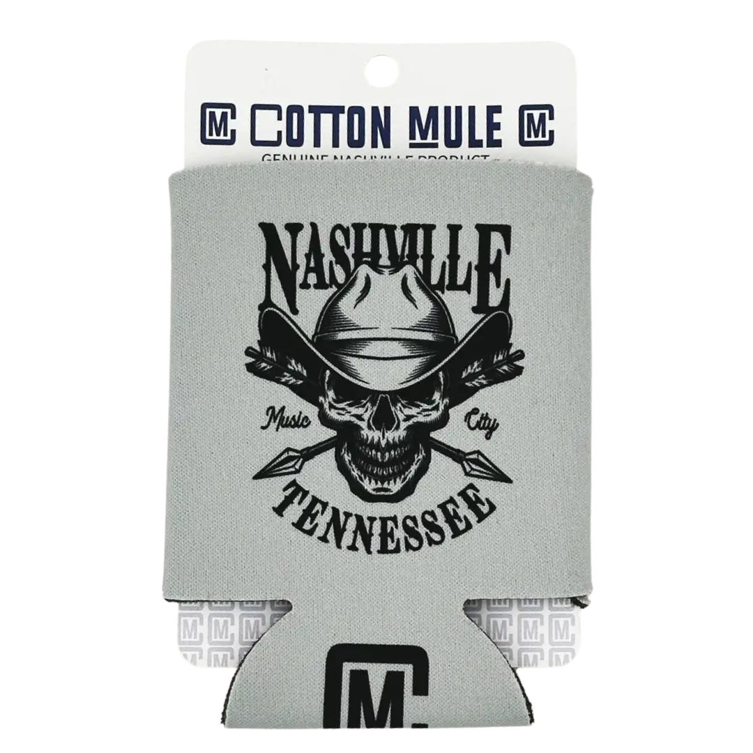 Drink sleeve with Cowboy Skull. 