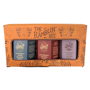 set of three, 3 oz jars of flavored whipped honey. 
