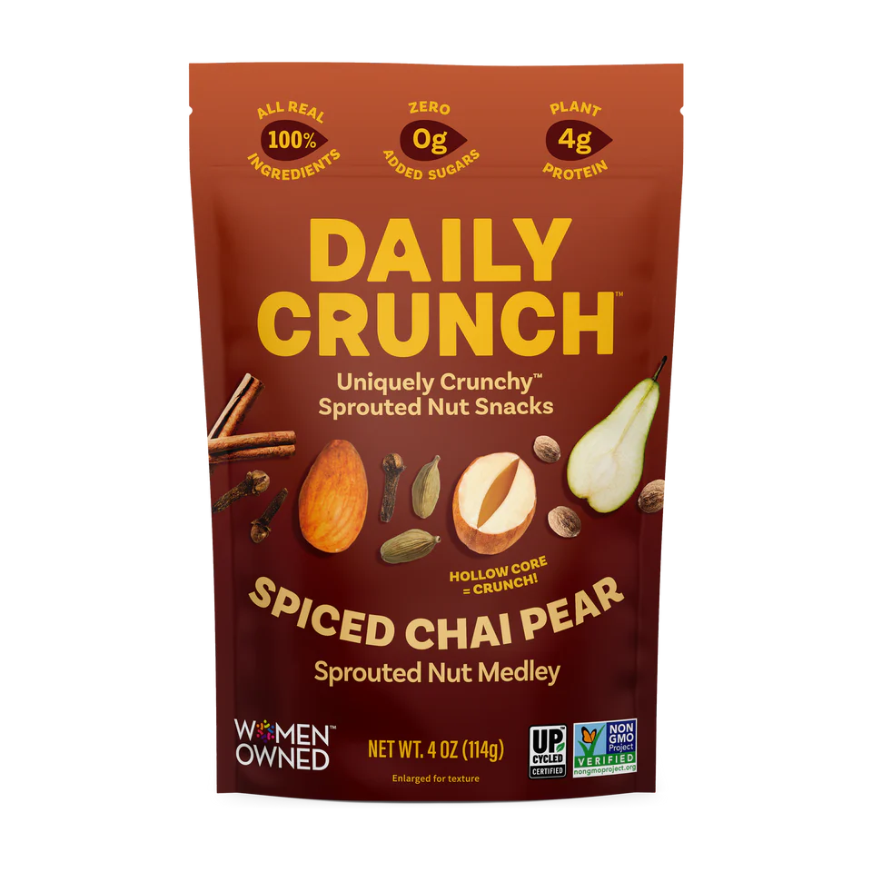 4 oz Daily Crunch Sprouted nut medley with chai Snack Mix.