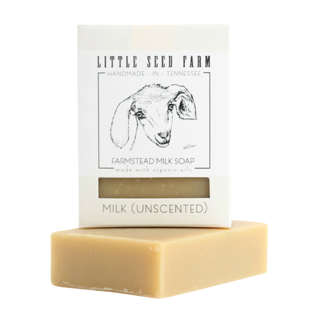2.4 oz unscented goat's milk soap bar. 