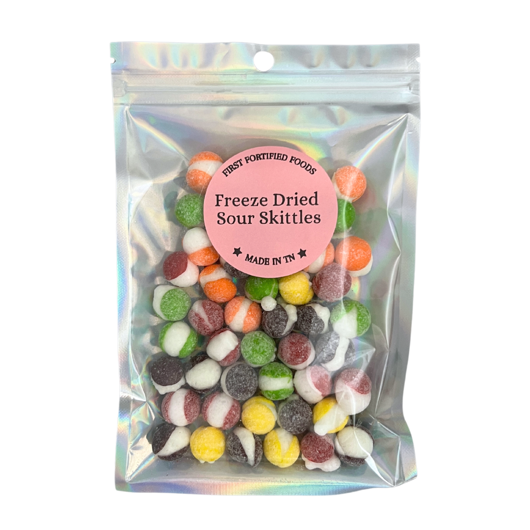 Freeze dried sour skittles.