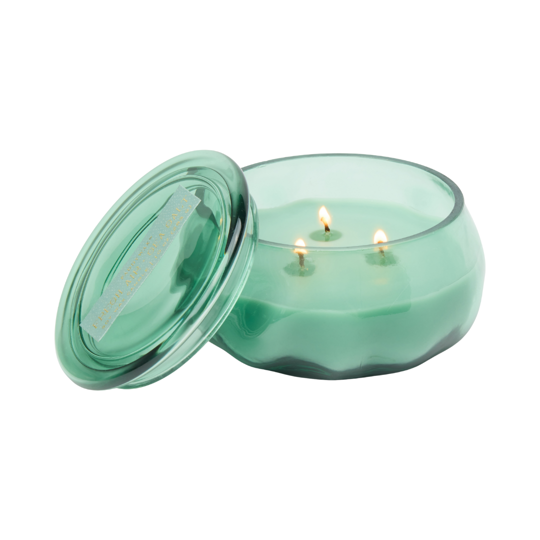 10 oz candle in reusable glass jar with lid. 