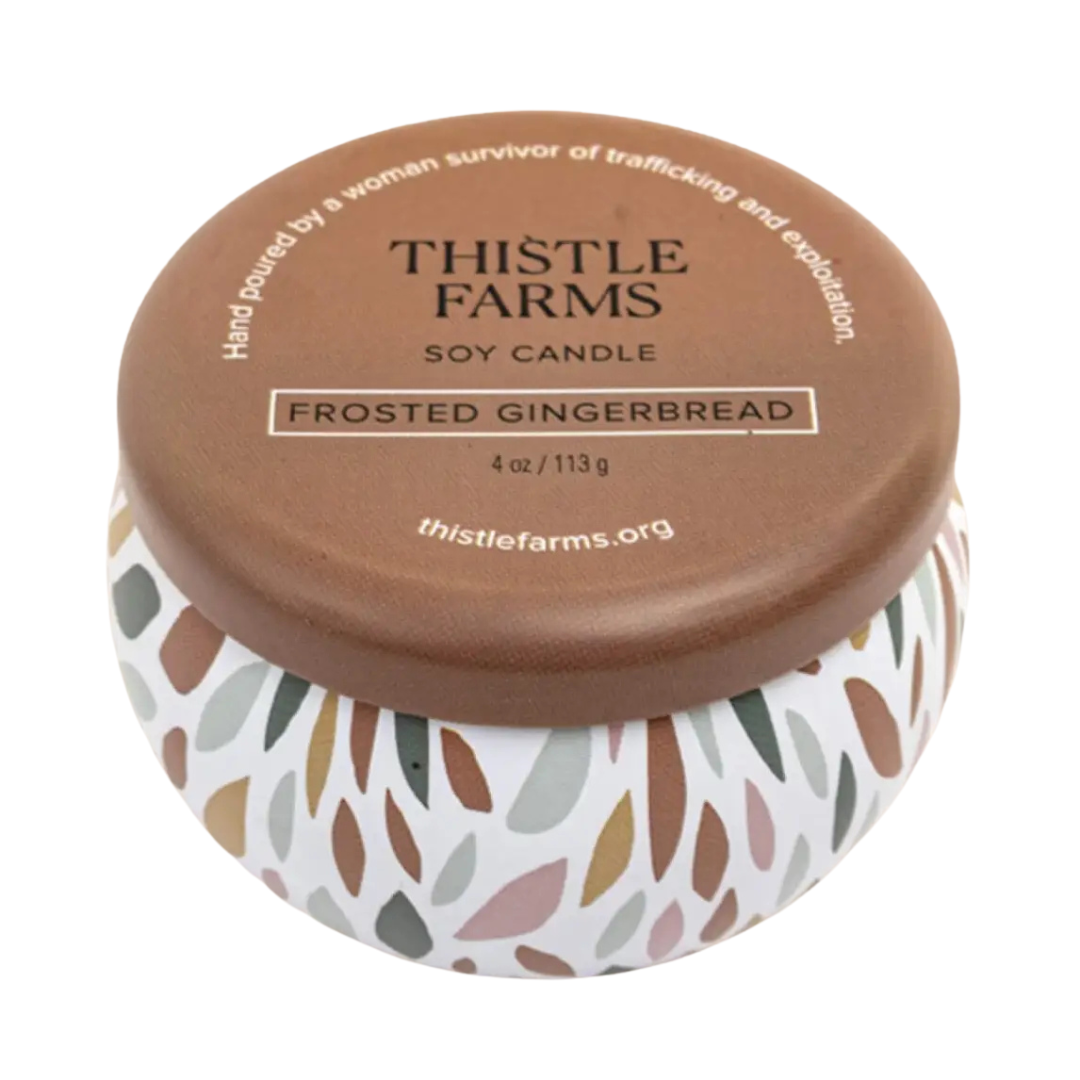 4 oz. candle is made from 100% pure soy wax. comes in brown floral tin with lid. 