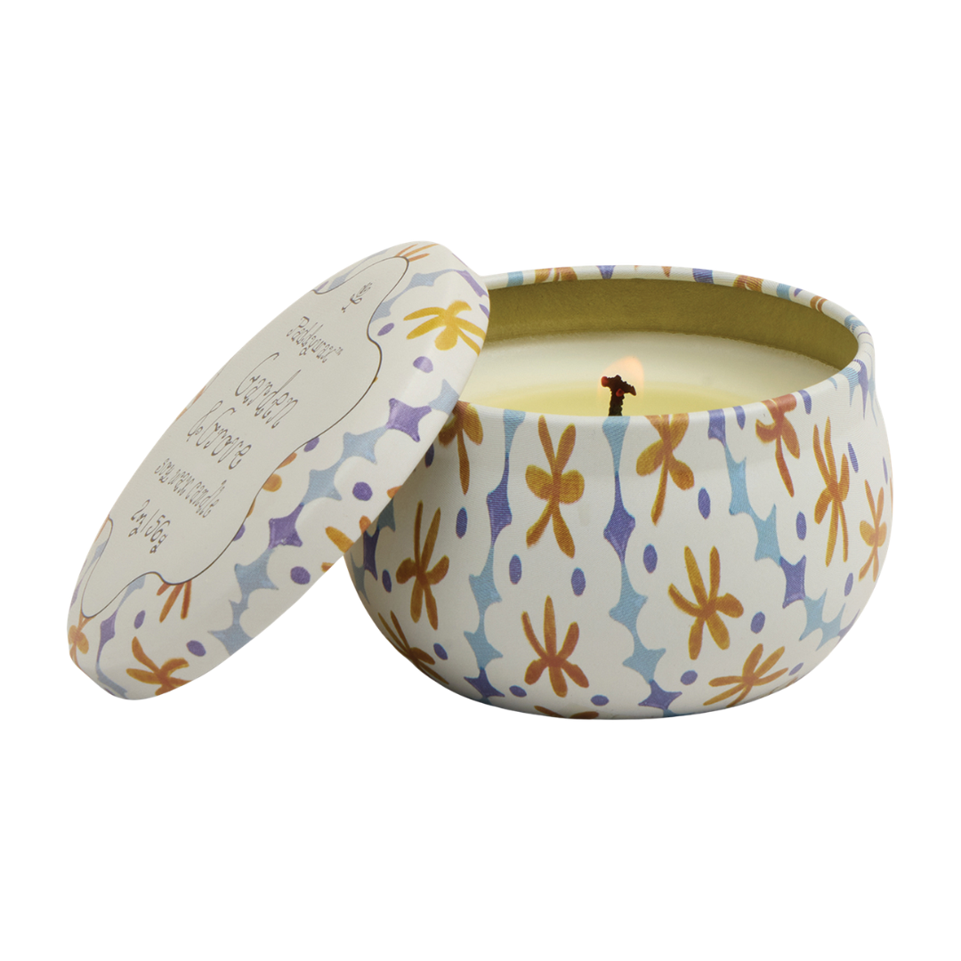 2 oz soy wax in reusable tin. 