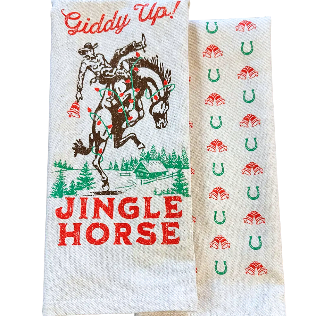 Giddy Up Jingle Horse Holiday Kitchen Towel