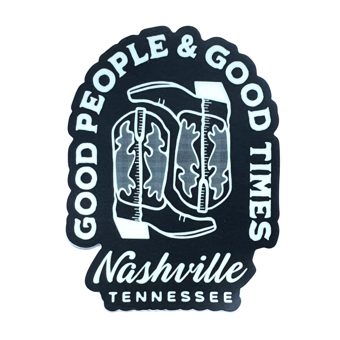 3 x 2 inch vinyl sticker with cowboy boots.