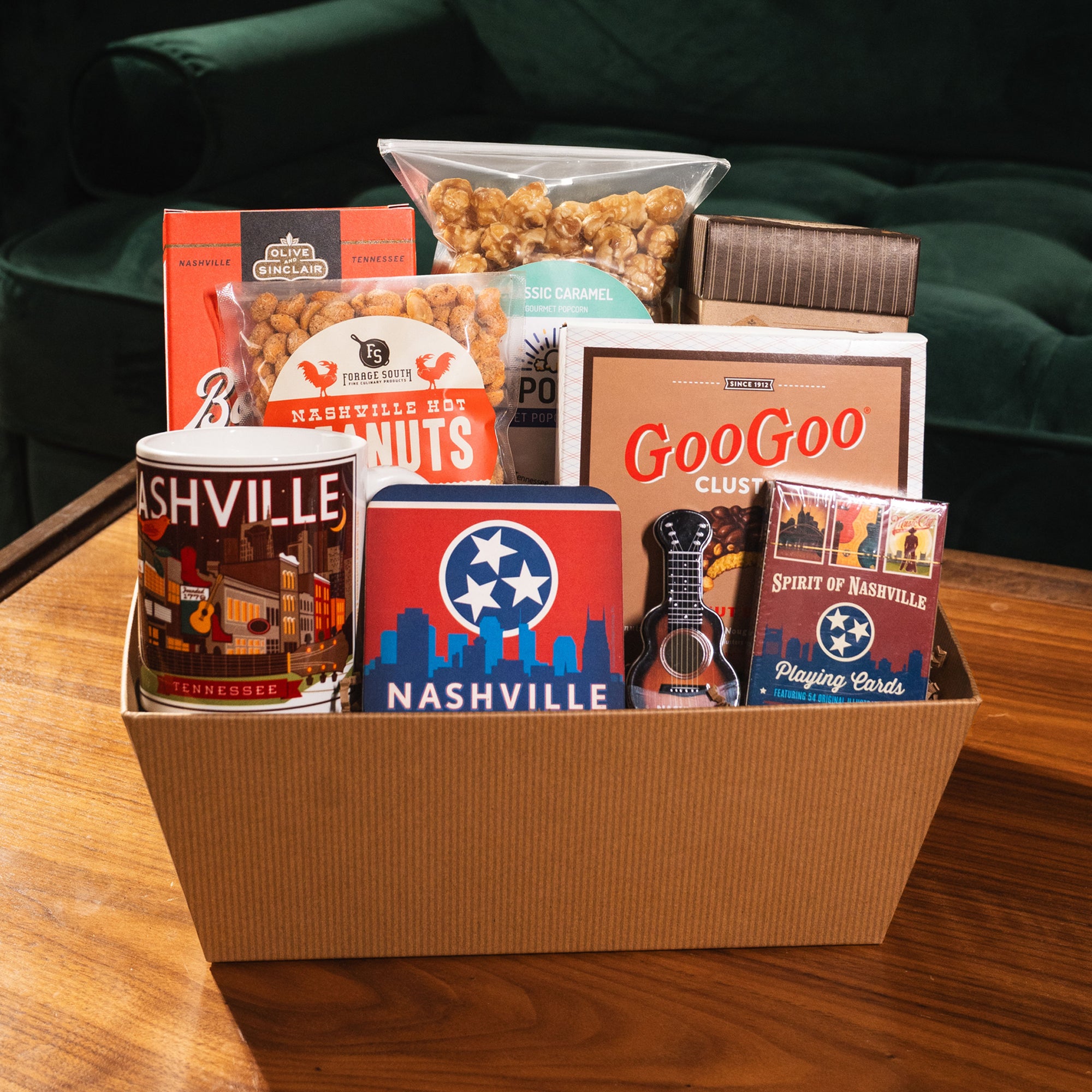 Gourmet Music City Gift Basket | Nashville Coasters, Mug & Snacks