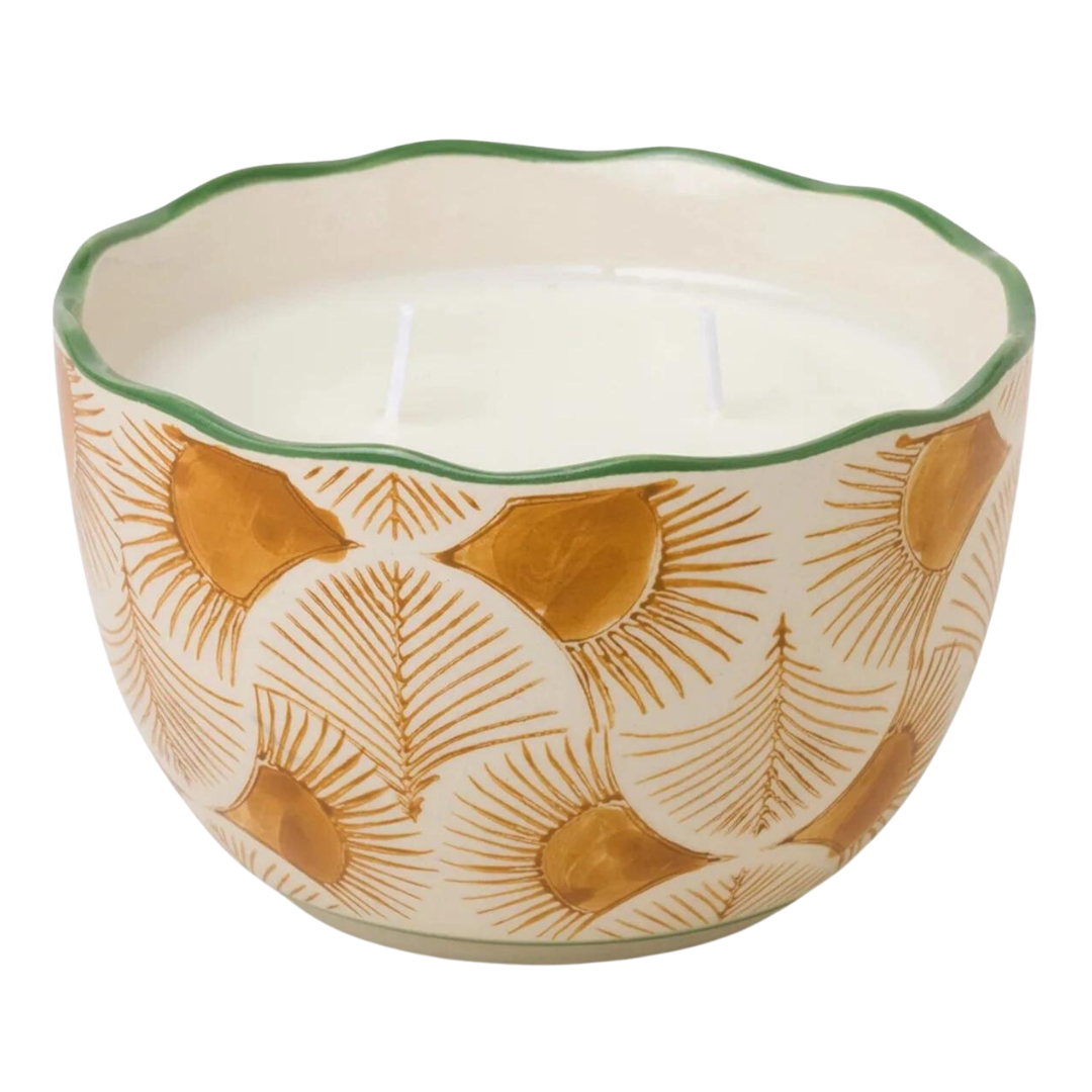 Grapefruit Pomelo Candle in ceramic bowl with Scalloped Rim