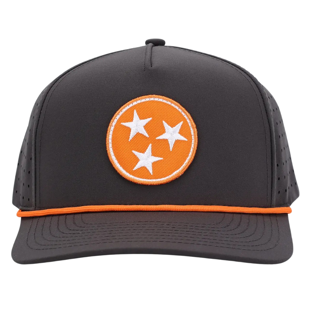 Grey Trucker Hat with Orange Tristar Emblem