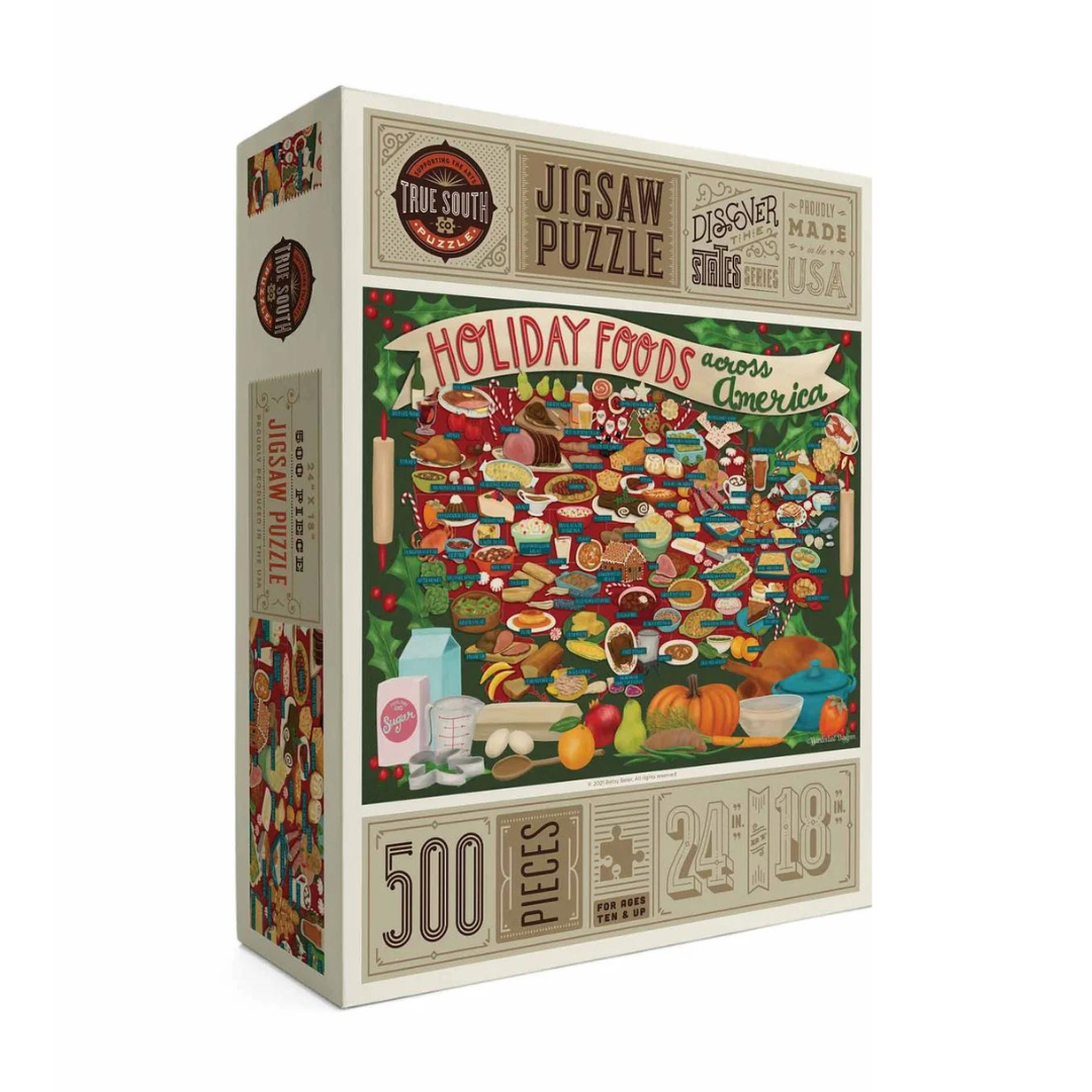 500 piece puzzle of Holiday Foods Across America