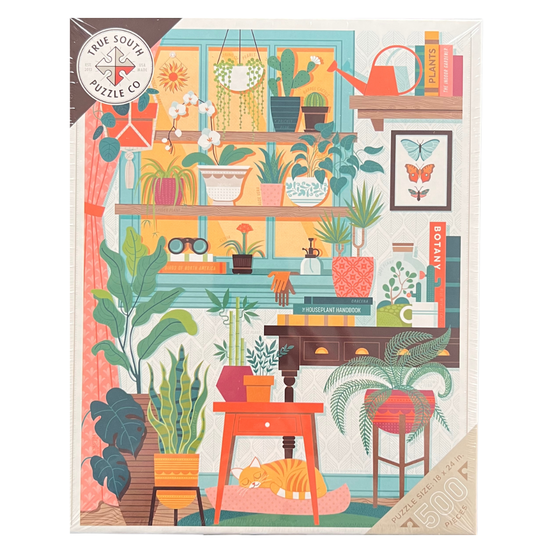 500 piece puzzle of houseplants.