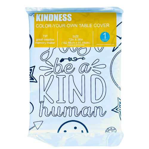 Table cloth designed to be colored on. 