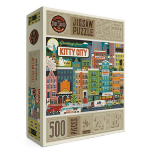 500 piece puzzle of cats in the city