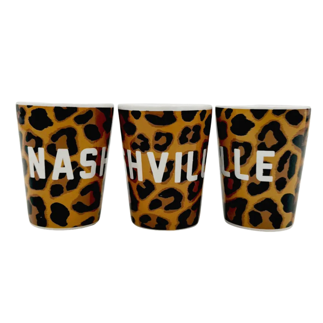 Nashville leopard print shot glass.