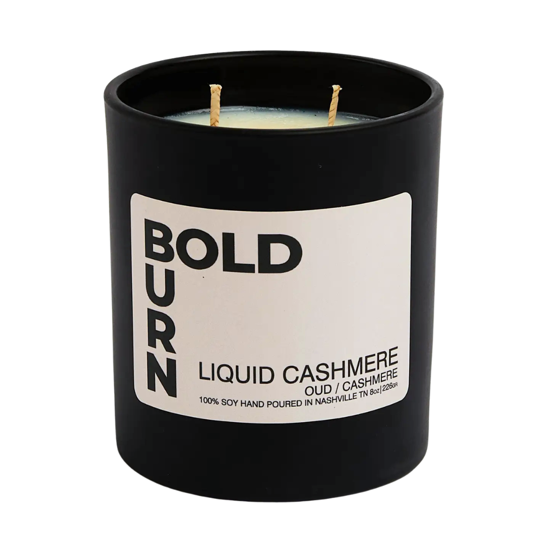 8 oz dual wick candle in black glass vessel. 