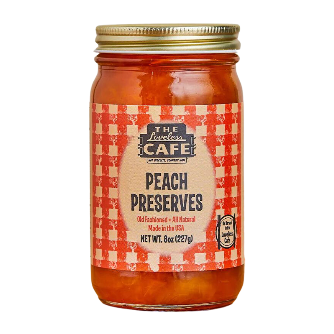 8 oz of all natural Peach Preserves in glass jar. 