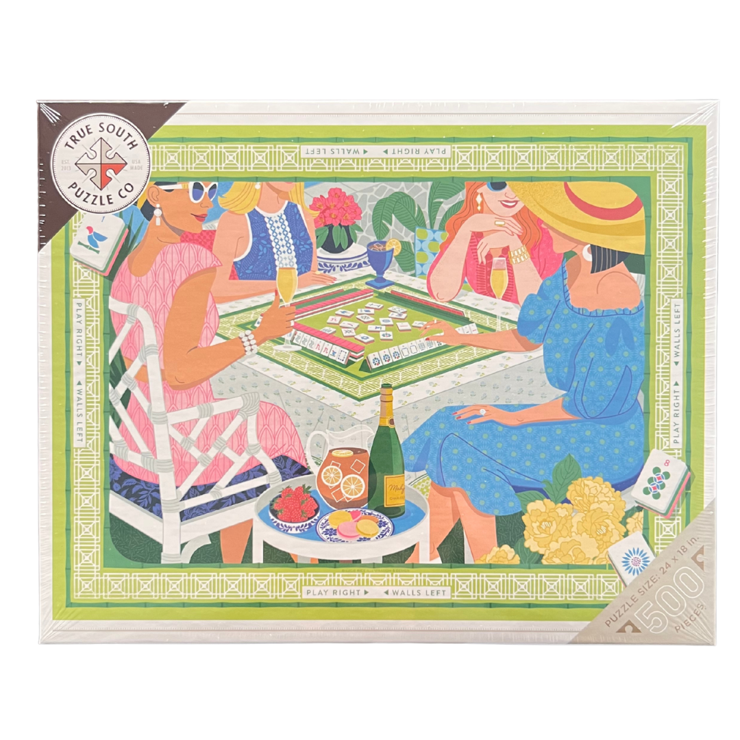 500 piece puzzle of women playing mahjong.