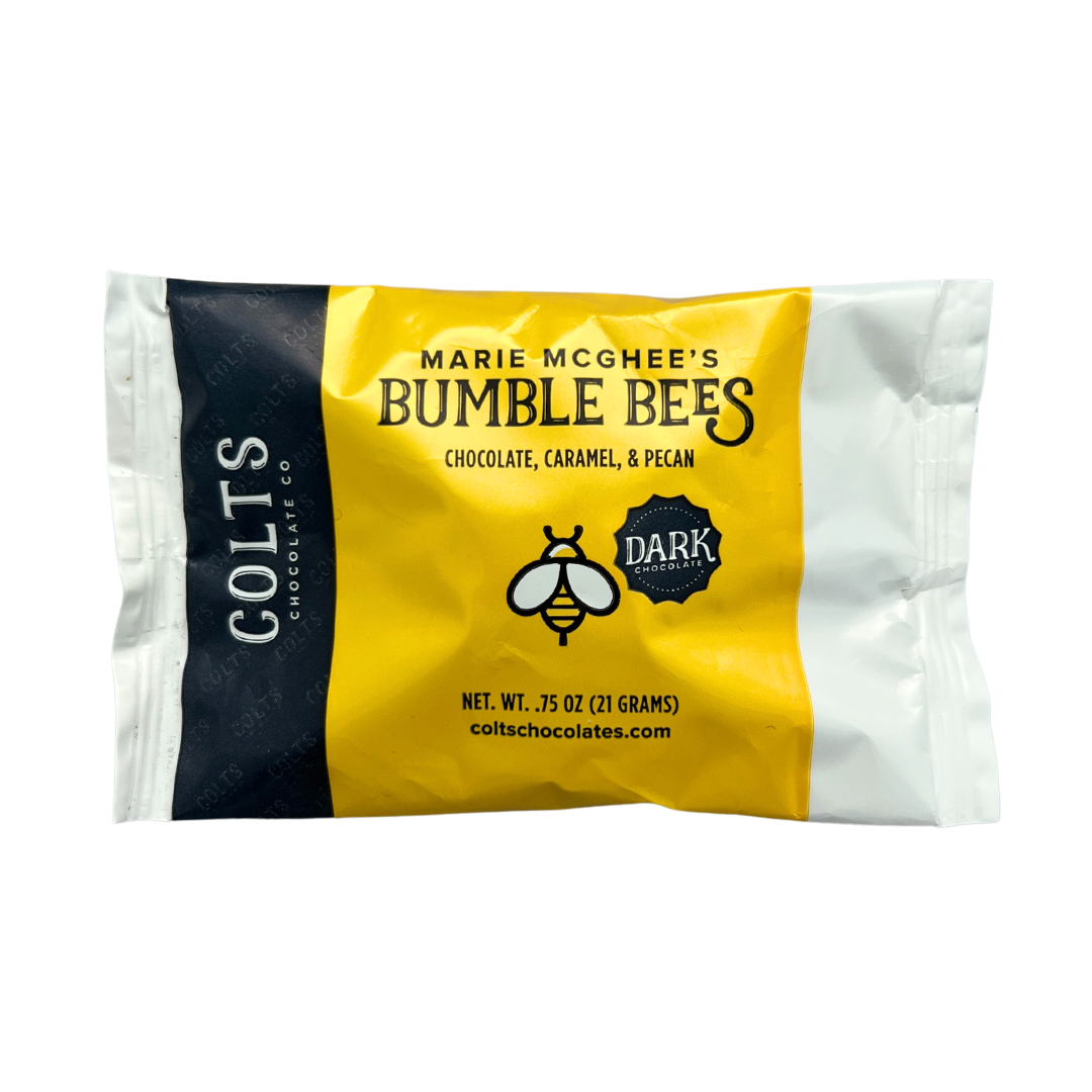 Marie McGhee's Bumble Bees dark chocolate turtle candies. Chocolate Caramel Pecans.
