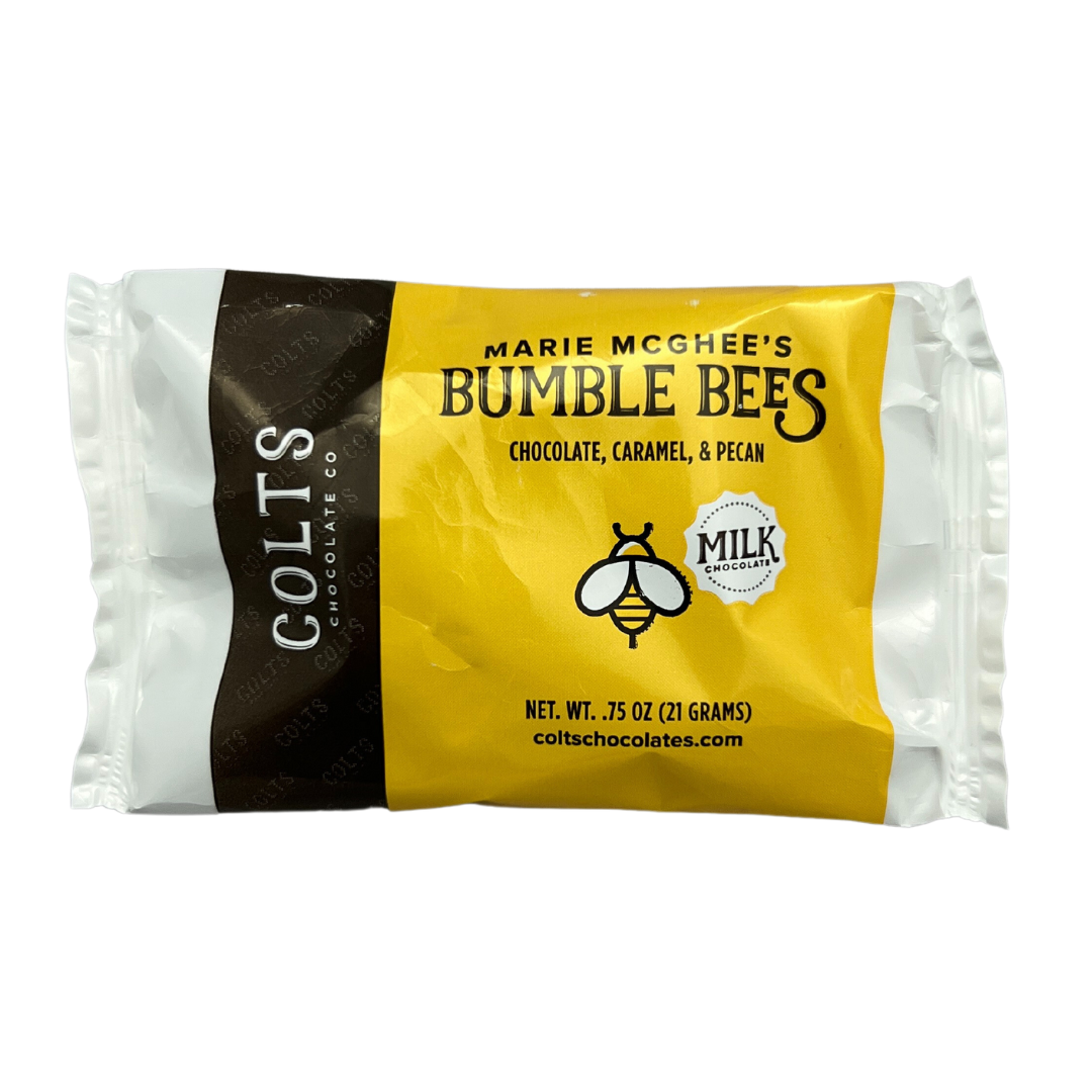 Marie McGhee's Bumble Bees milk chocolate turtle candies. Chocolate Caramel Pecans.