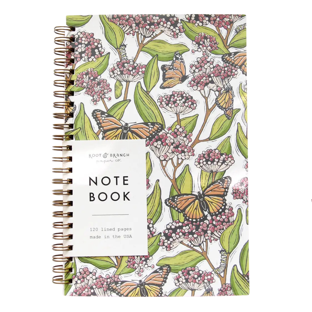 Monarch and Milkweed Spiral Bound Notebook.