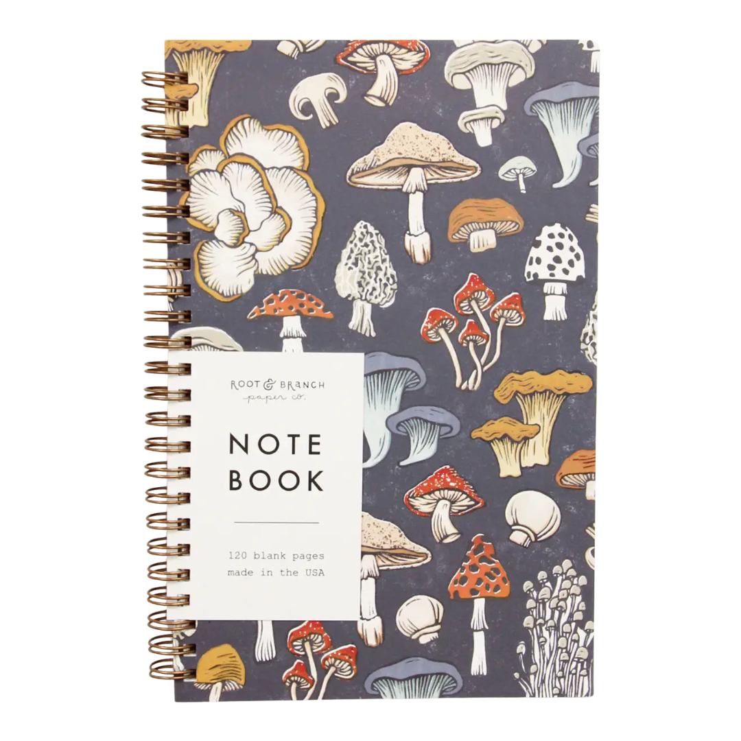 Navy Mushroom and Fungi Spiral Bound Notebook