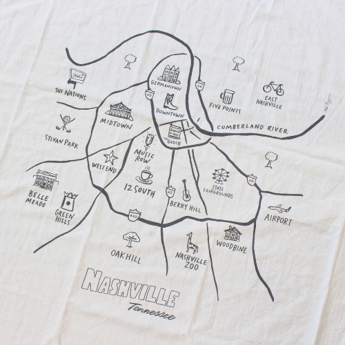 Nashville Map Print Towel