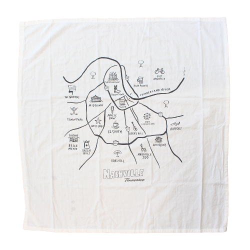 Nashville Map Print Towel