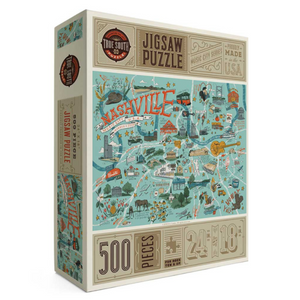500 piece puzzle illustrated map of Nashville, TN. 