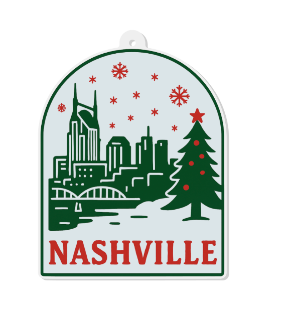 Acrylic ornament with Nashville.