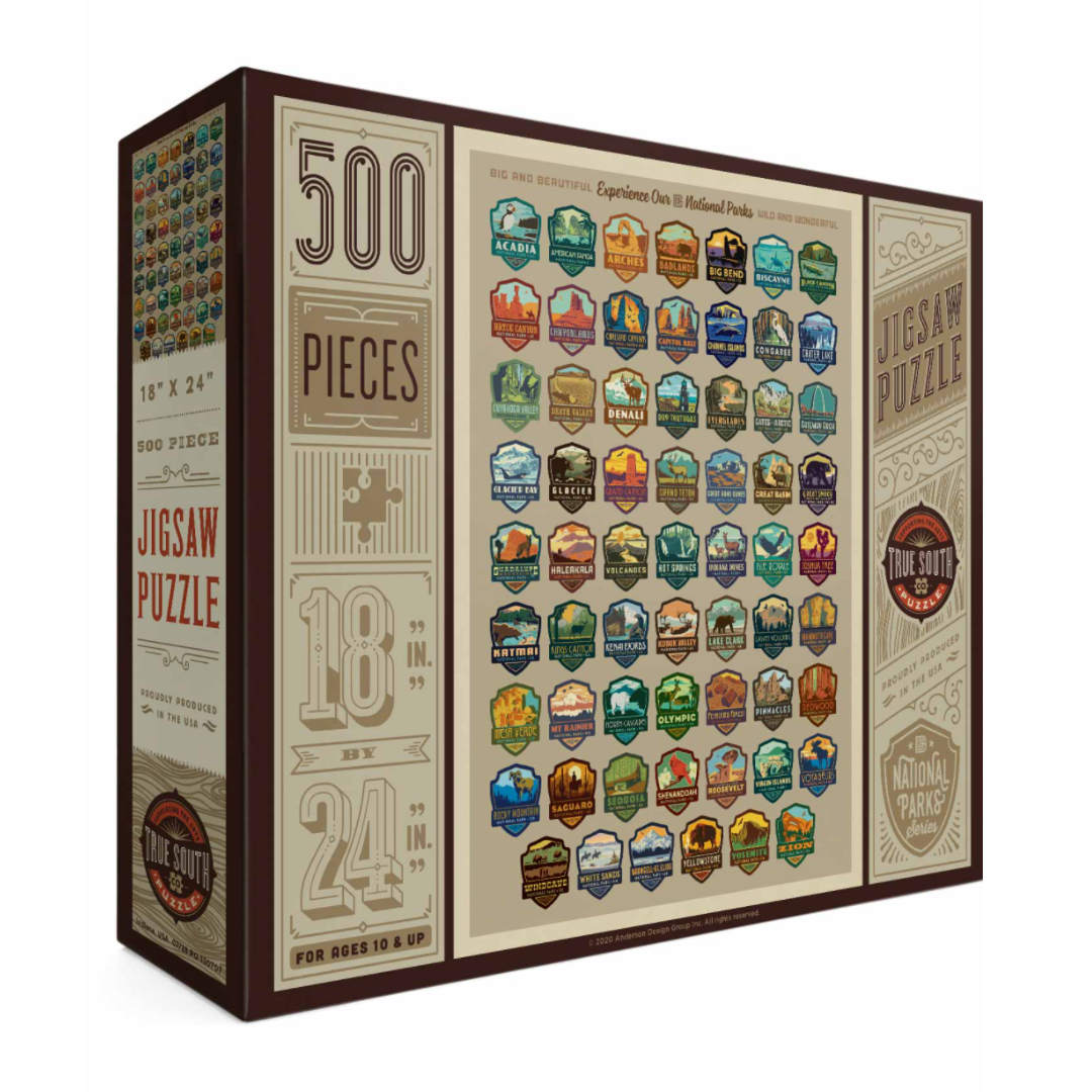 500 piece puzzle of National Parks Emblems
