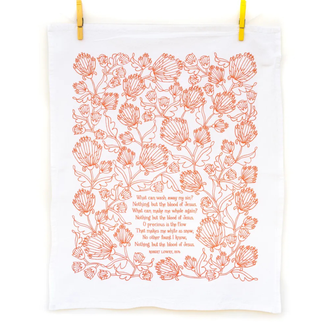 Nothing But the Blood of Jesus Hymn Tea Towel