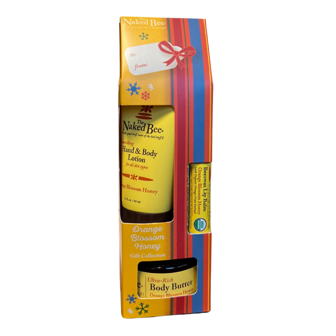 travel gift set of 2 lotions and a lip balm.