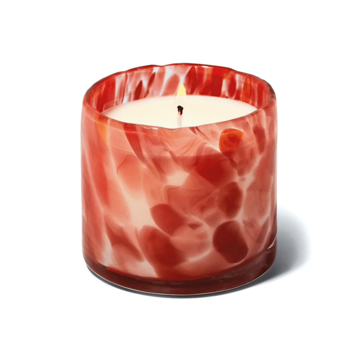 Red Blown Glass Candle in Saffron Rose